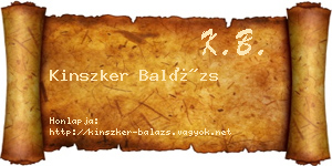 Kinszker Balázs névjegykártya